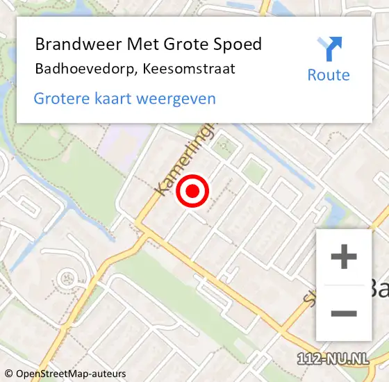 Locatie op kaart van de 112 melding: Brandweer Met Grote Spoed Naar Badhoevedorp, Keesomstraat op 20 juli 2021 13:39