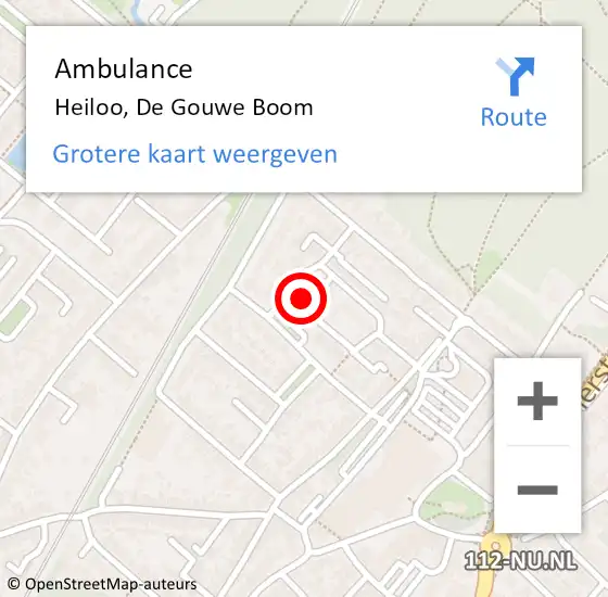 Locatie op kaart van de 112 melding: Ambulance Heiloo, De Gouwe Boom op 20 juli 2021 13:43