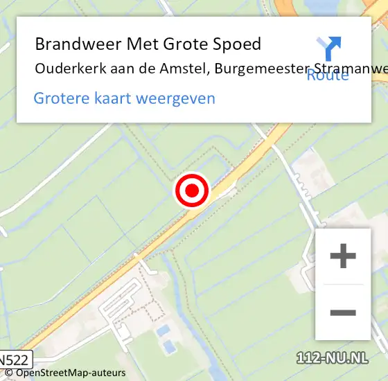 Locatie op kaart van de 112 melding: Brandweer Met Grote Spoed Naar Ouderkerk aan de Amstel, Burgemeester Stramanweg op 17 juni 2014 07:31