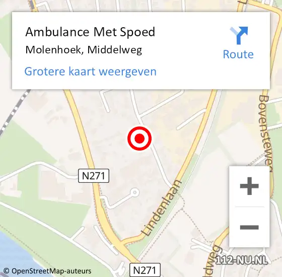 Locatie op kaart van de 112 melding: Ambulance Met Spoed Naar Molenhoek, Middelweg op 17 juni 2014 07:35