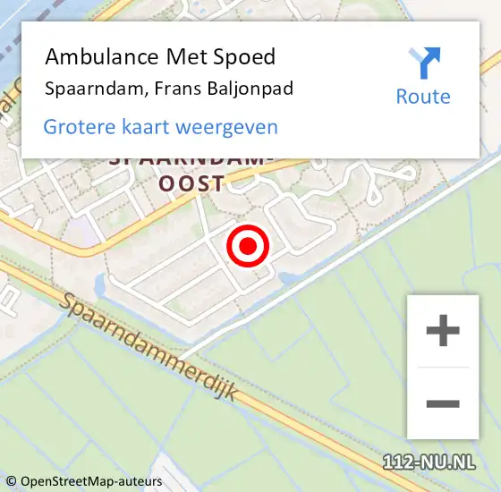 Locatie op kaart van de 112 melding: Ambulance Met Spoed Naar Spaarndam, Frans Baljonpad op 20 juli 2021 14:36