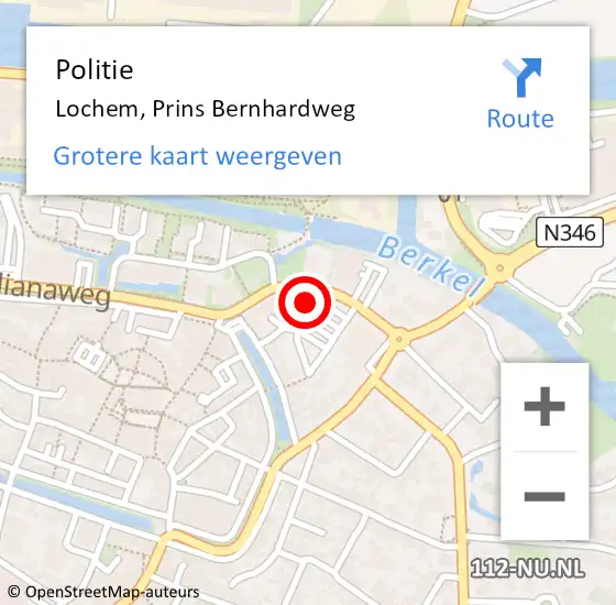 Locatie op kaart van de 112 melding: Politie Lochem, Prins Bernhardweg op 20 juli 2021 14:47