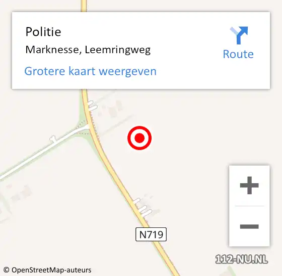 Locatie op kaart van de 112 melding: Politie Marknesse, Leemringweg op 20 juli 2021 14:58