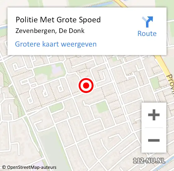 Locatie op kaart van de 112 melding: Politie Met Grote Spoed Naar Zevenbergen, De Donk op 20 juli 2021 15:06