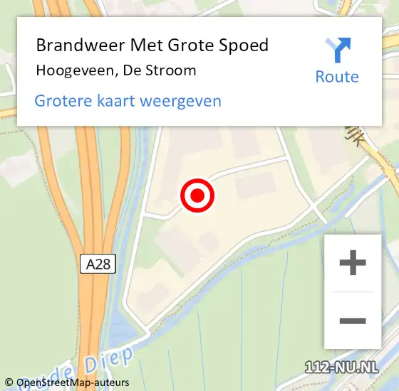 Locatie op kaart van de 112 melding: Brandweer Met Grote Spoed Naar Hoogeveen, De Stroom op 20 juli 2021 15:07