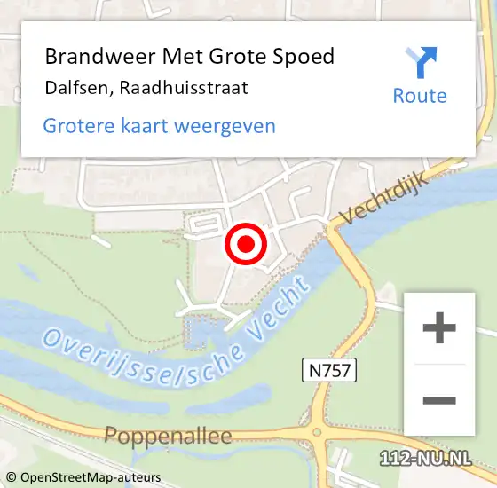 Locatie op kaart van de 112 melding: Brandweer Met Grote Spoed Naar Dalfsen, Raadhuisstraat op 20 juli 2021 15:25