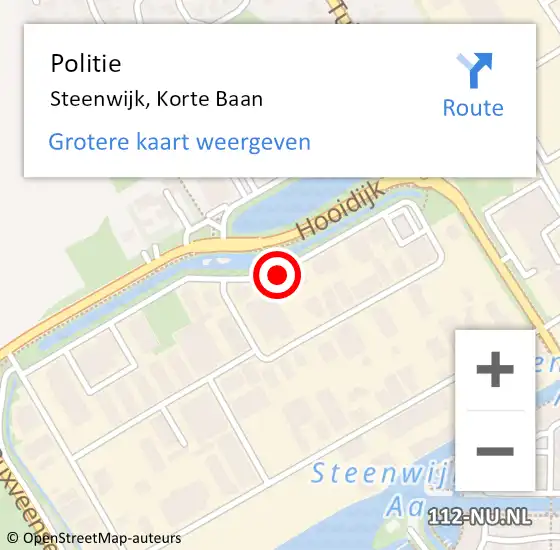 Locatie op kaart van de 112 melding: Politie Steenwijk, Korte Baan op 20 juli 2021 15:31