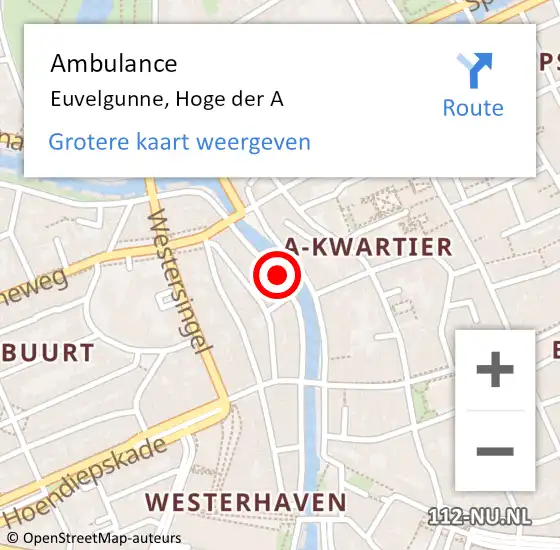 Locatie op kaart van de 112 melding: Ambulance Euvelgunne, Hoge der A op 17 juni 2014 07:52