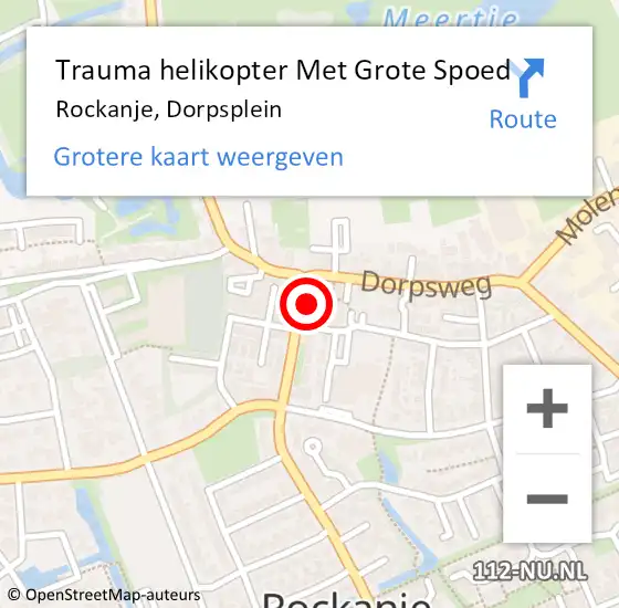 Locatie op kaart van de 112 melding: Trauma helikopter Met Grote Spoed Naar Rockanje, Dorpsplein op 20 juli 2021 15:35