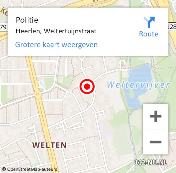 Locatie op kaart van de 112 melding: Politie Heerlen, Weltertuijnstraat op 20 juli 2021 15:36