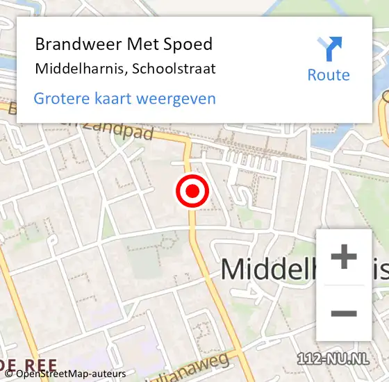 Locatie op kaart van de 112 melding: Brandweer Met Spoed Naar Middelharnis, Schoolstraat op 20 juli 2021 15:43