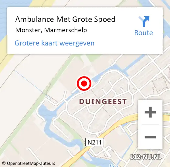 Locatie op kaart van de 112 melding: Ambulance Met Grote Spoed Naar Monster, Marmerschelp op 20 juli 2021 15:44