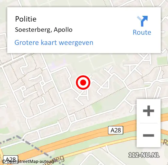 Locatie op kaart van de 112 melding: Politie Soesterberg, Apollo op 20 juli 2021 15:49