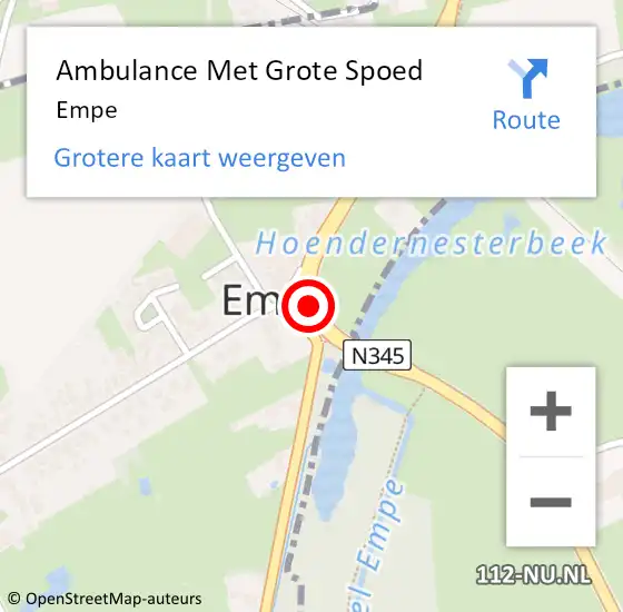 Locatie op kaart van de 112 melding: Ambulance Met Grote Spoed Naar Empe op 20 juli 2021 15:53