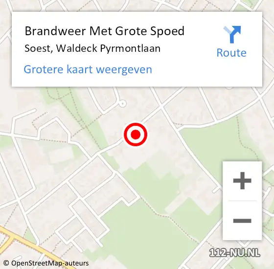 Locatie op kaart van de 112 melding: Brandweer Met Grote Spoed Naar Soest, Waldeck Pyrmontlaan op 20 juli 2021 16:01