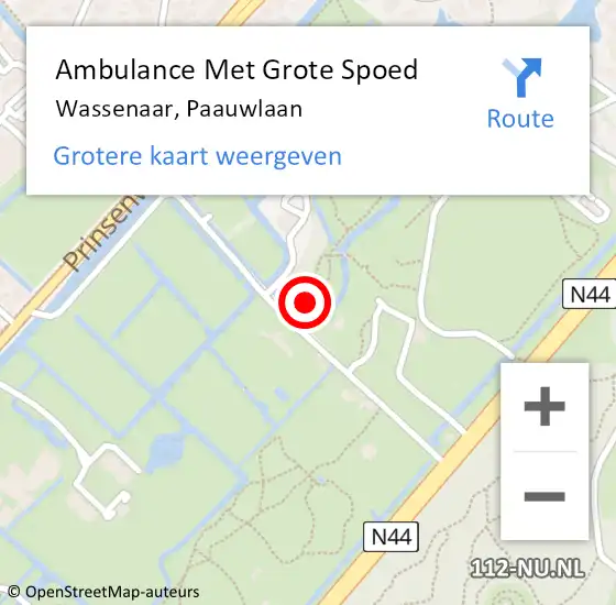 Locatie op kaart van de 112 melding: Ambulance Met Grote Spoed Naar Wassenaar, Paauwlaan op 20 juli 2021 16:03