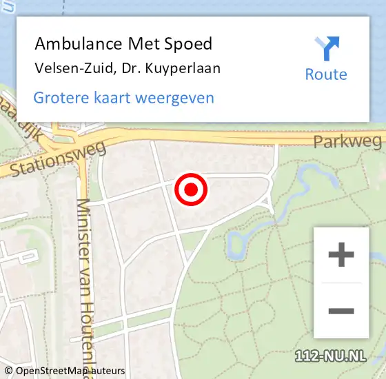 Locatie op kaart van de 112 melding: Ambulance Met Spoed Naar Velsen-Zuid, Dr. Kuyperlaan op 20 juli 2021 16:06