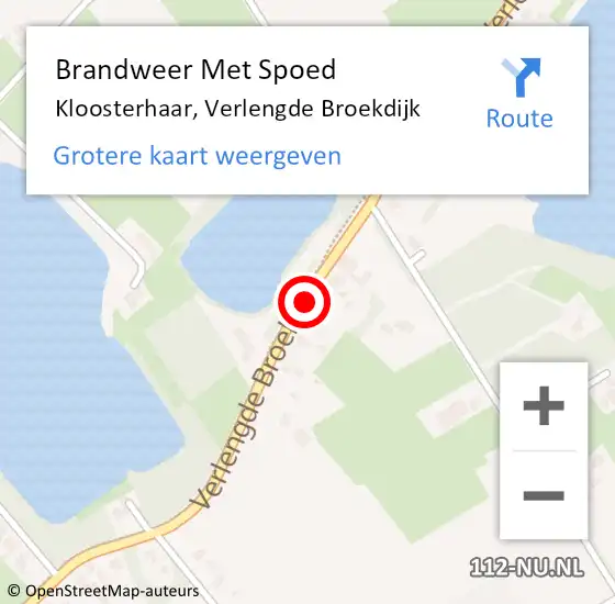 Locatie op kaart van de 112 melding: Brandweer Met Spoed Naar Kloosterhaar, Verlengde Broekdijk op 20 juli 2021 16:13