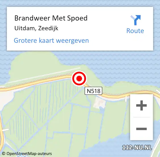 Locatie op kaart van de 112 melding: Brandweer Met Spoed Naar Uitdam, Zeedijk op 20 juli 2021 16:13