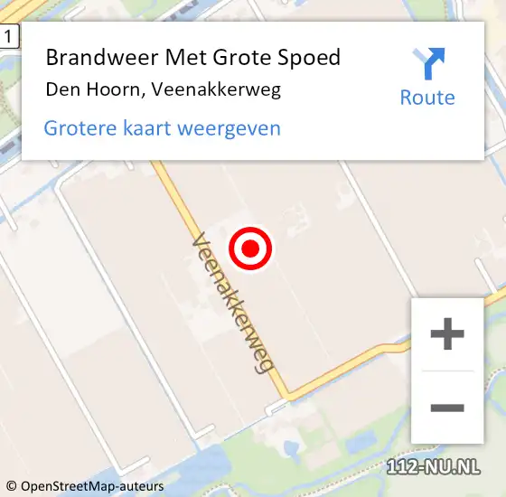 Locatie op kaart van de 112 melding: Brandweer Met Grote Spoed Naar Den Hoorn, Veenakkerweg op 20 juli 2021 16:21