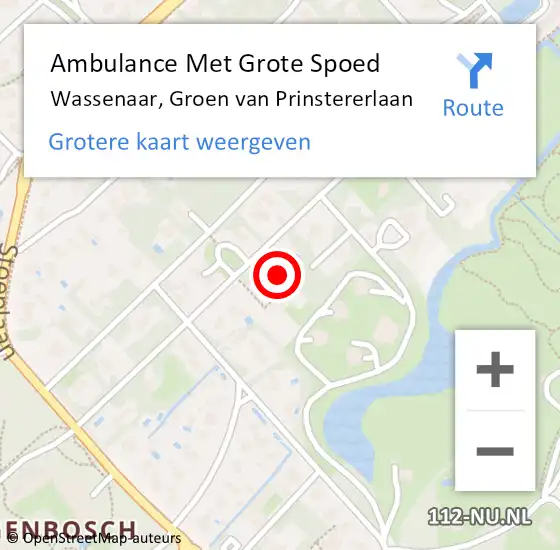 Locatie op kaart van de 112 melding: Ambulance Met Grote Spoed Naar Wassenaar, Groen van Prinstererlaan op 20 juli 2021 16:30