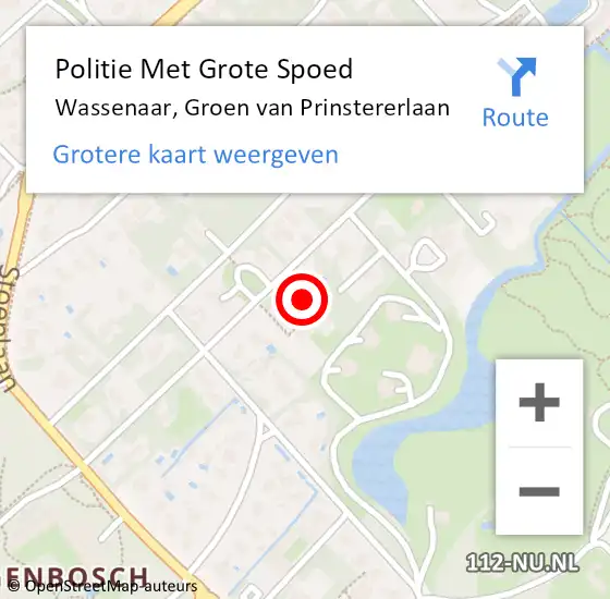 Locatie op kaart van de 112 melding: Politie Met Grote Spoed Naar Wassenaar, Groen van Prinstererlaan op 20 juli 2021 16:36