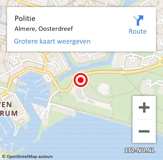 Locatie op kaart van de 112 melding: Politie Almere, Oosterdreef op 20 juli 2021 16:42