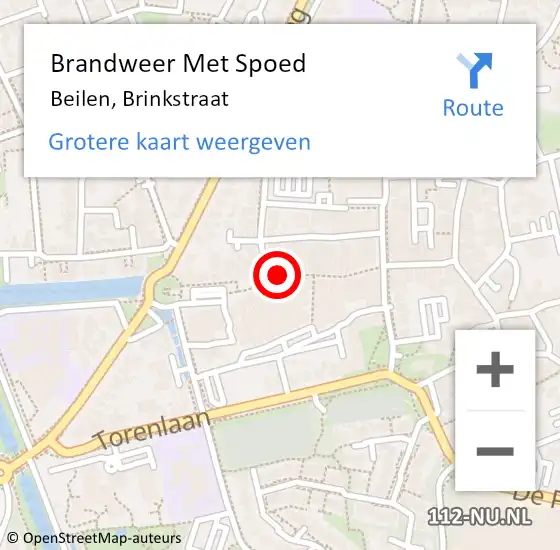 Locatie op kaart van de 112 melding: Brandweer Met Spoed Naar Beilen, Brinkstraat op 20 juli 2021 16:58