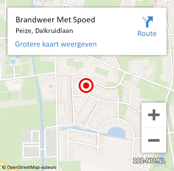 Locatie op kaart van de 112 melding: Brandweer Met Spoed Naar Peize, Dalkruidlaan op 20 juli 2021 17:01