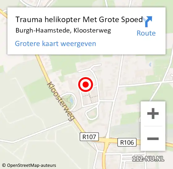Locatie op kaart van de 112 melding: Trauma helikopter Met Grote Spoed Naar Burgh-Haamstede, Kloosterweg op 20 juli 2021 17:04