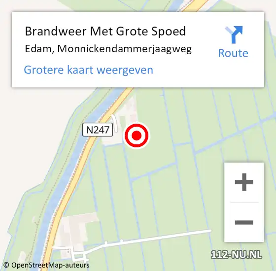 Locatie op kaart van de 112 melding: Brandweer Met Grote Spoed Naar Edam, Monnickendammerjaagweg op 20 juli 2021 17:07