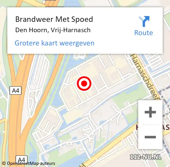 Locatie op kaart van de 112 melding: Brandweer Met Spoed Naar Den Hoorn, Vrij-Harnasch op 20 juli 2021 17:17