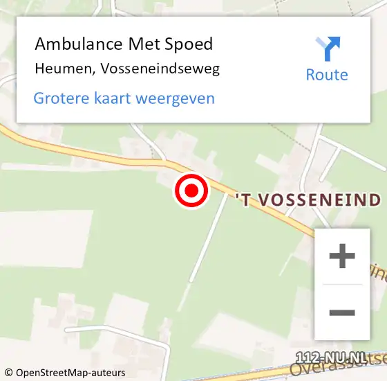 Locatie op kaart van de 112 melding: Ambulance Met Spoed Naar Heumen, Vosseneindseweg op 20 juli 2021 17:21