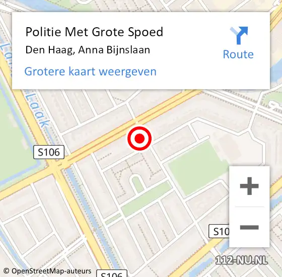 Locatie op kaart van de 112 melding: Politie Met Grote Spoed Naar Den Haag, Anna Bijnslaan op 20 juli 2021 17:28