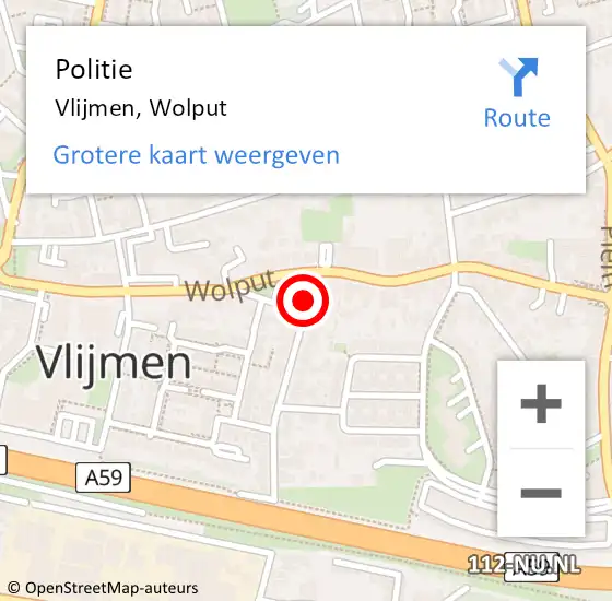 Locatie op kaart van de 112 melding: Politie Vlijmen, Wolput op 20 juli 2021 17:32