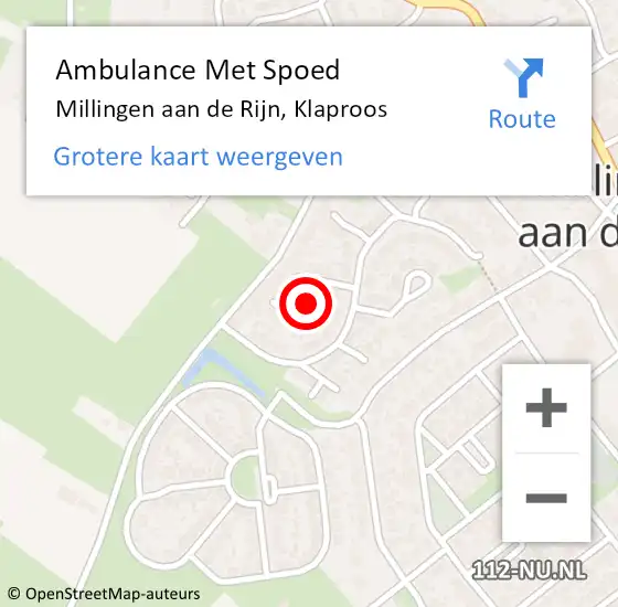 Locatie op kaart van de 112 melding: Ambulance Met Spoed Naar Millingen aan de Rijn, Klaproos op 20 juli 2021 17:56