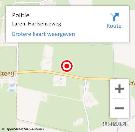 Locatie op kaart van de 112 melding: Politie Laren, Harfsenseweg op 20 juli 2021 17:59