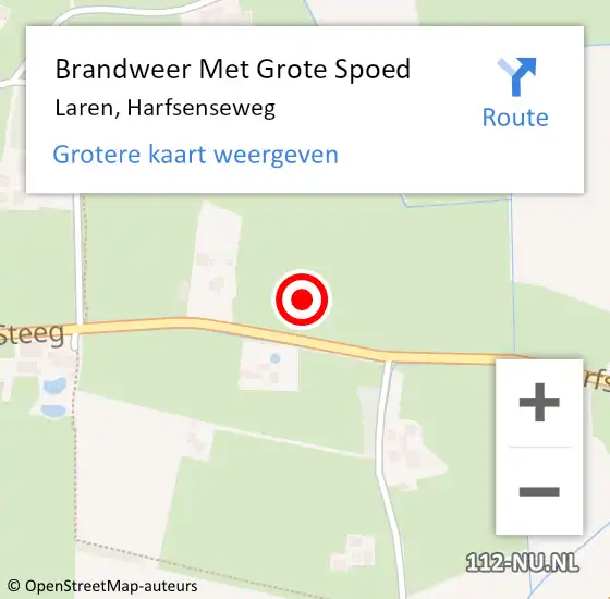 Locatie op kaart van de 112 melding: Brandweer Met Grote Spoed Naar Laren, Harfsenseweg op 20 juli 2021 18:00