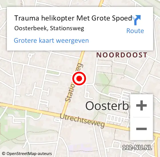 Locatie op kaart van de 112 melding: Trauma helikopter Met Grote Spoed Naar Oosterbeek, Stationsweg op 20 juli 2021 18:02