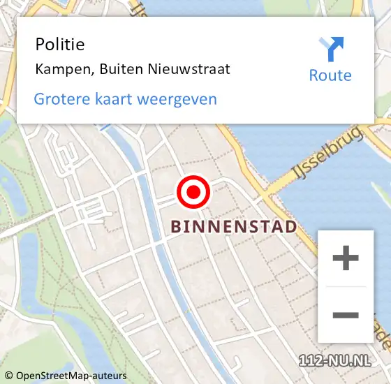 Locatie op kaart van de 112 melding: Politie Kampen, Buiten Nieuwstraat op 20 juli 2021 18:54