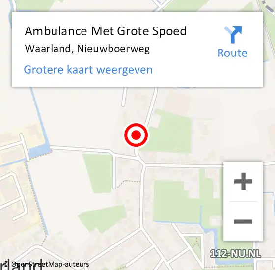 Locatie op kaart van de 112 melding: Ambulance Met Grote Spoed Naar Waarland, Nieuwboerweg op 20 juli 2021 19:04