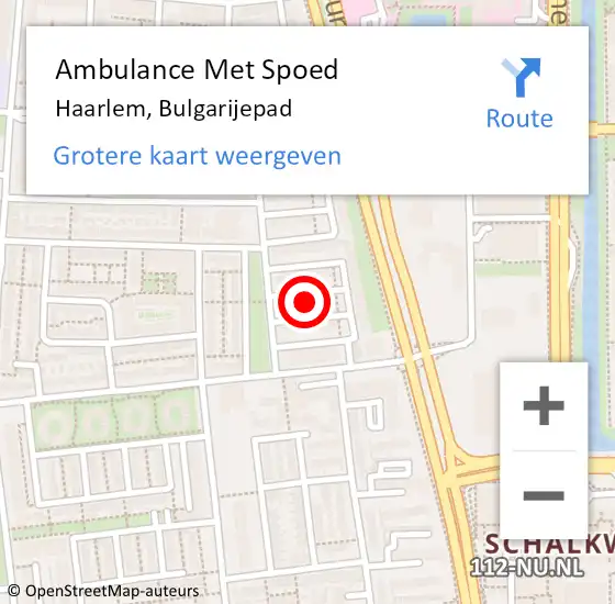 Locatie op kaart van de 112 melding: Ambulance Met Spoed Naar Haarlem, Bulgarijepad op 20 juli 2021 19:15