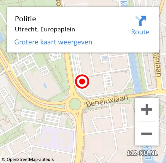 Locatie op kaart van de 112 melding: Politie Utrecht, Europaplein op 20 juli 2021 19:34