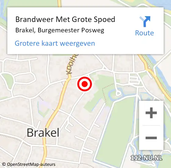 Locatie op kaart van de 112 melding: Brandweer Met Grote Spoed Naar Brakel, Burgemeester Posweg op 20 juli 2021 19:40