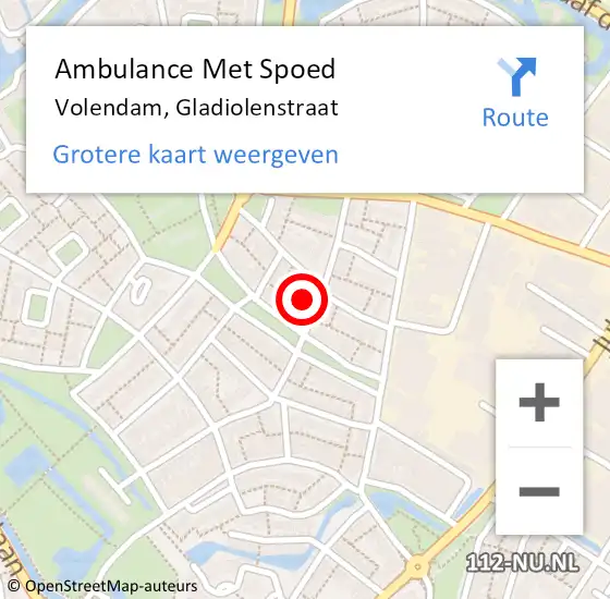 Locatie op kaart van de 112 melding: Ambulance Met Spoed Naar Volendam, Gladiolenstraat op 20 juli 2021 19:49