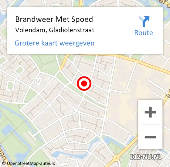Locatie op kaart van de 112 melding: Brandweer Met Spoed Naar Volendam, Gladiolenstraat op 20 juli 2021 20:10