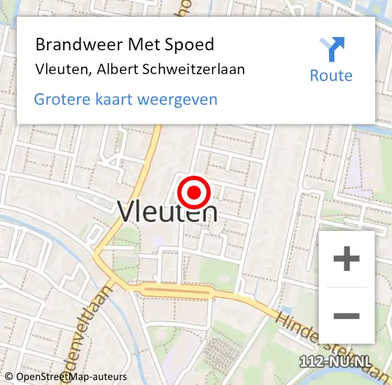 Locatie op kaart van de 112 melding: Brandweer Met Spoed Naar Vleuten, Albert Schweitzerlaan op 20 juli 2021 20:27