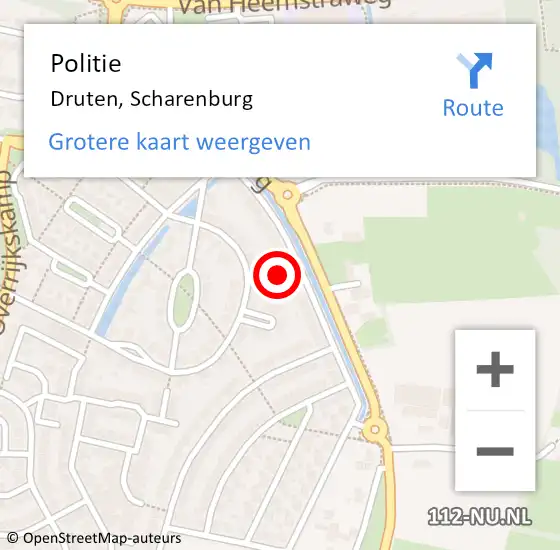 Locatie op kaart van de 112 melding: Politie Druten, Scharenburg op 20 juli 2021 20:29