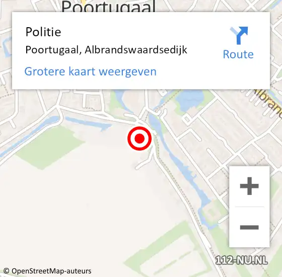 Locatie op kaart van de 112 melding: Politie Poortugaal, Albrandswaardsedijk op 20 juli 2021 20:32