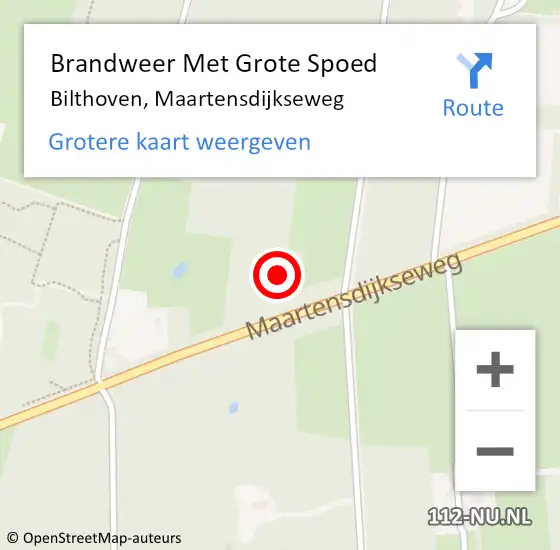 Locatie op kaart van de 112 melding: Brandweer Met Grote Spoed Naar Bilthoven, Maartensdijkseweg op 20 juli 2021 20:42